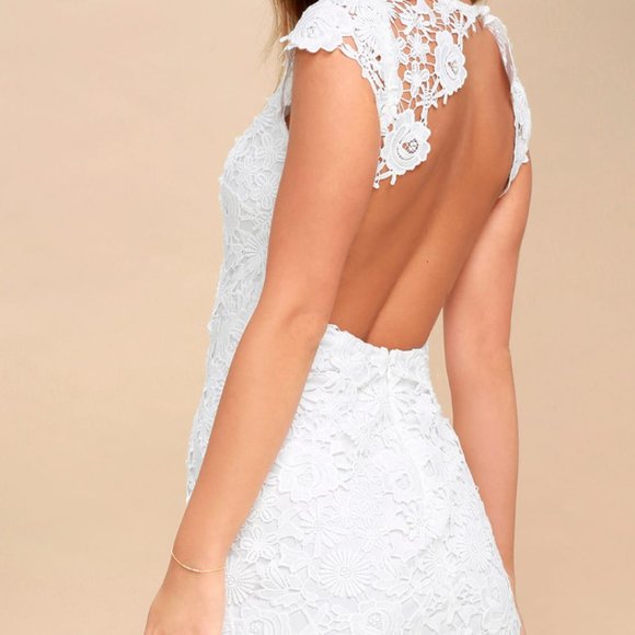 Lulus Dresses & Skirts - Romance Language White Backless Lace Dress Size Medium